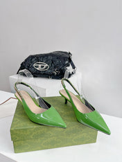 GG SIGNORIA 45 SLINGBACK PUMP GREEN LAMBSKIN