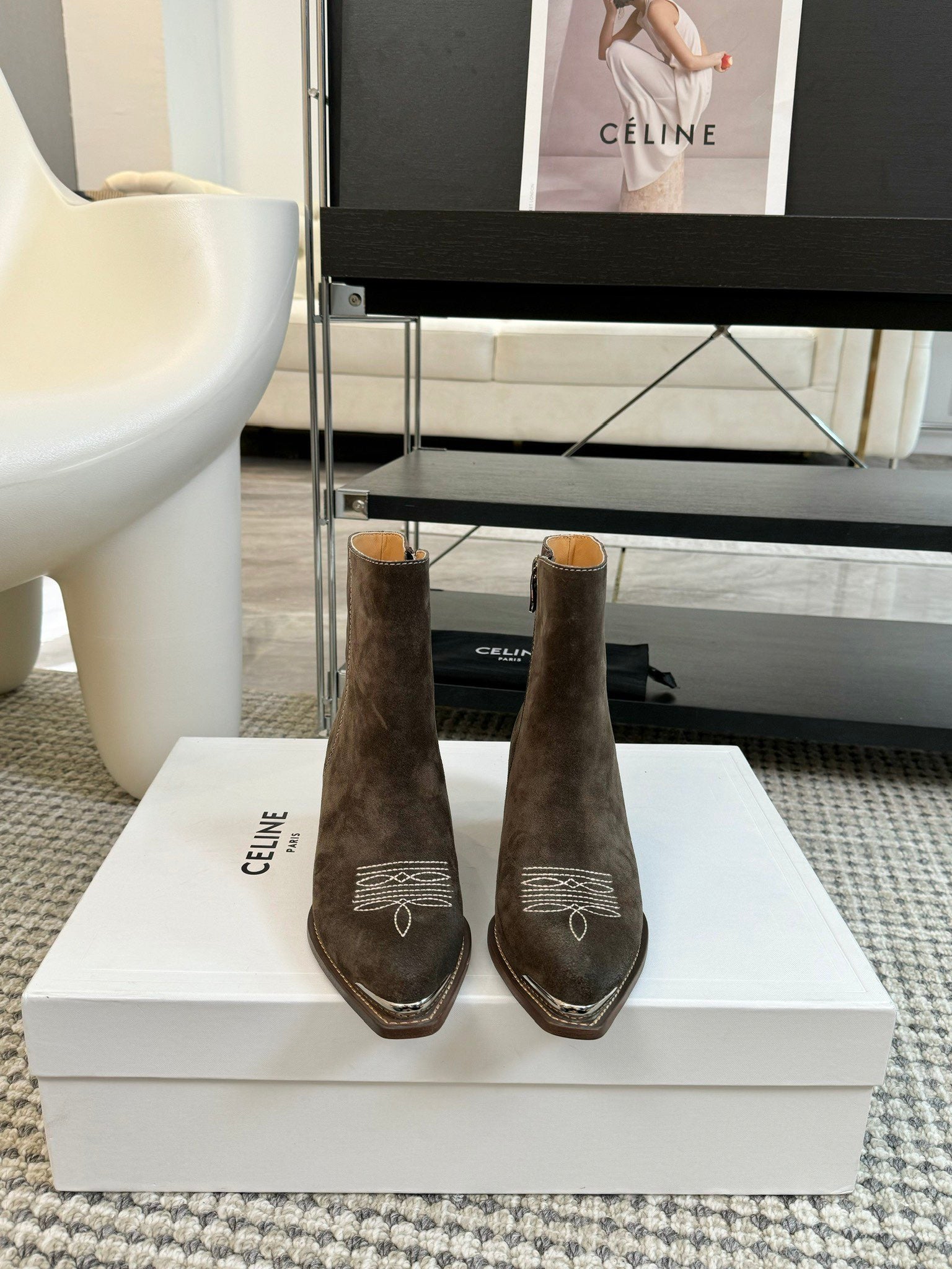 ANKLE BOOTS 45 MM IN DARK BROWN SUEDE