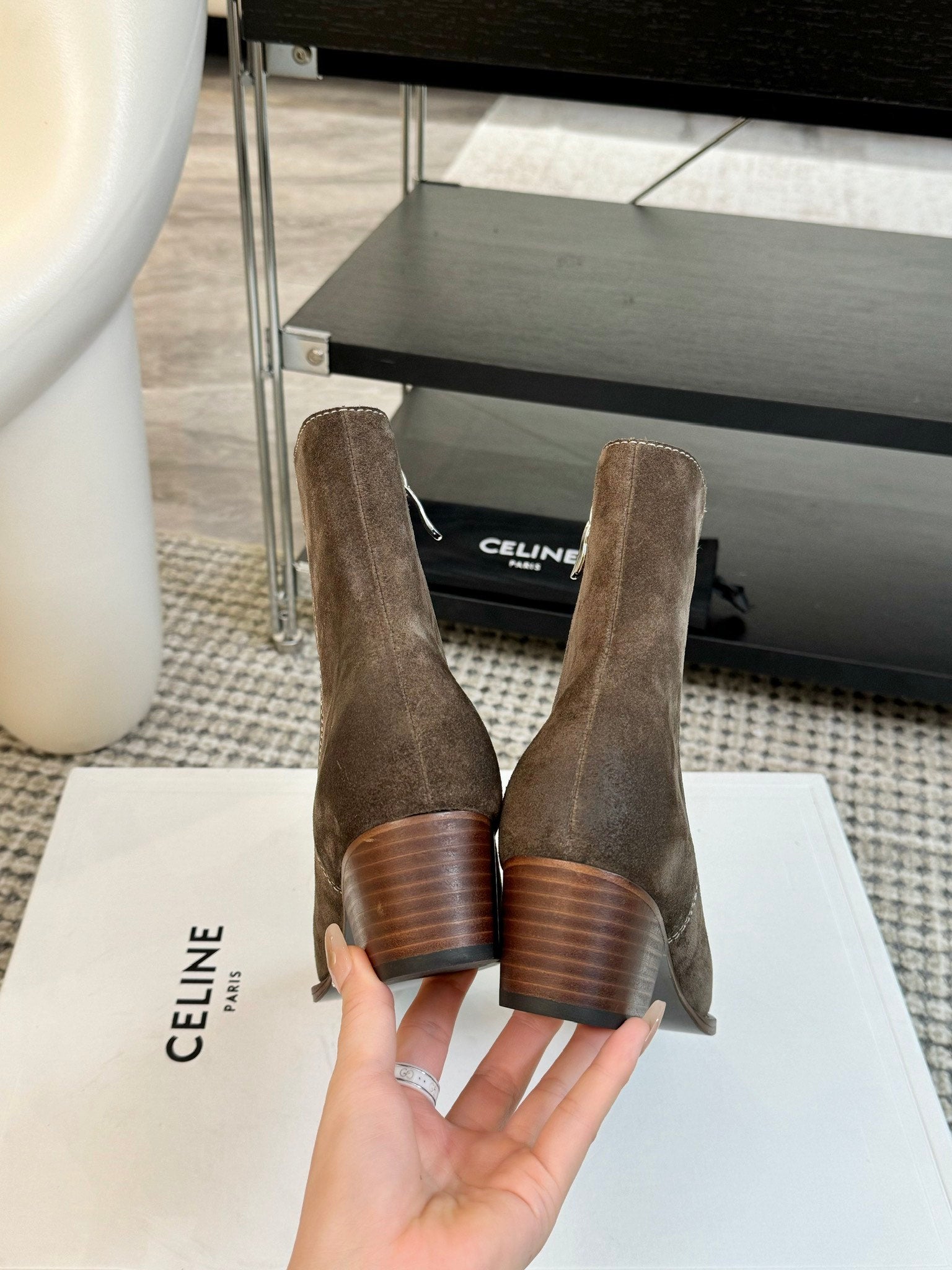 ANKLE BOOTS 45 MM IN DARK BROWN SUEDE