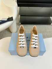 LACE-UP HIGH SHOES IN BEIGE CANVAS