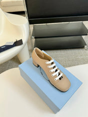 LACE-UP HIGH SHOES IN BEIGE CANVAS