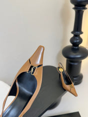 BABYLONE BRETEUIL SLINGBACK 85 MM PUMPS IN PEANUT BROWN SMOOTH LEATHER
