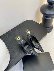BABYLONE BRETEUIL SLINGBACK 85 MM PUMPS IN BLACK SMOOTH LEATHER