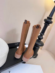 CELINE 26S LACE-UP HIGH-TOP BOOTS 45 MM IN BROWN CALFSKIN