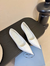 PRADA 26S POINTED-TOE HIGH HEELS IN WHITE LAMBSKIN