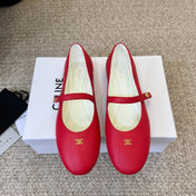 CELINE 26S BALLERINA FLATS IN RED LAMBSKIN