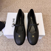 CELINE 26S BALLERINA FLATS IN BLACK LAMBSKIN