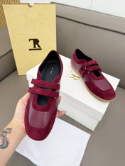 THE ROW 26S DOUBLE STRAP MARY JANE SNEAKERS IN BURGUNDY RED CALFSKIN AND SUEDE