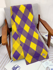 ARGYLE WOOL SCARF 190 CM VIOLET MIX BRIGHT YELLOW 394595