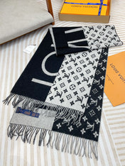 MONOGRAM SCARF 210 CM IN BLACK MIX WHITE CASHMERE 398283