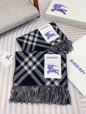 CHECK CASHMERE SCARF 168 CM BLACK MIX WHITE 410210