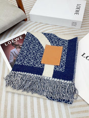 ANAGRAM SCARF 140 CM IN NAVY BLUE WOOL 410215