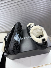 CHANEL 25S SNEAKERS WITH FUR ACCENTS 35MM IN BLACK CALFSKIN