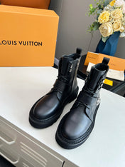 LV WOMEN'S BEAUBOURG ANKLE BOOT IN BLACK CALFSKIN