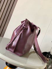LOEWE 25S LARGE FLAMENCO CLUTCH BAG 30 IN DARK ROSEWOOD CALFSKIN