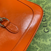 JACKIE SMALL SHOULDER BAG 27 IN ORANGE CRACKED LACQUER CALFSKIN GOLD HARDWARE