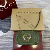 BLONDIE MINI SHOULDER BAG 21 IN JUNIPER GREEN CALFSKIN AND SUEDE GOLD HARDWARE
