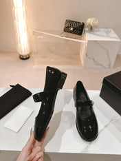mary jane flat black patent calfskin