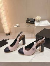 HIGH SLINGBACKS LIGHT PINK MIX BLACK SHEEPSKIN