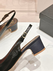 SLINGBACKS IN BLACK SHEEPSKIN