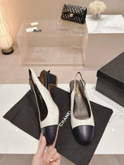 SLINGBACKS WHITE MIX BLACK SHEEPSKIN