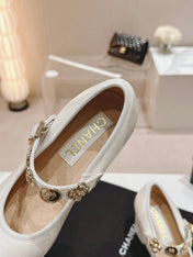 MARY JANE SHOES WHITE LAMBSKIN
