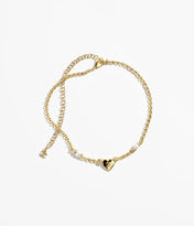 CHANEL 26S DOUBLE C LOGO PEARL & HEART CHARM NECKLACE IN GOLD METAL 631004