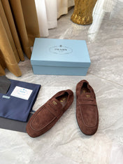 PRADA 25S LOAFERS IN BROWN SUEDE
