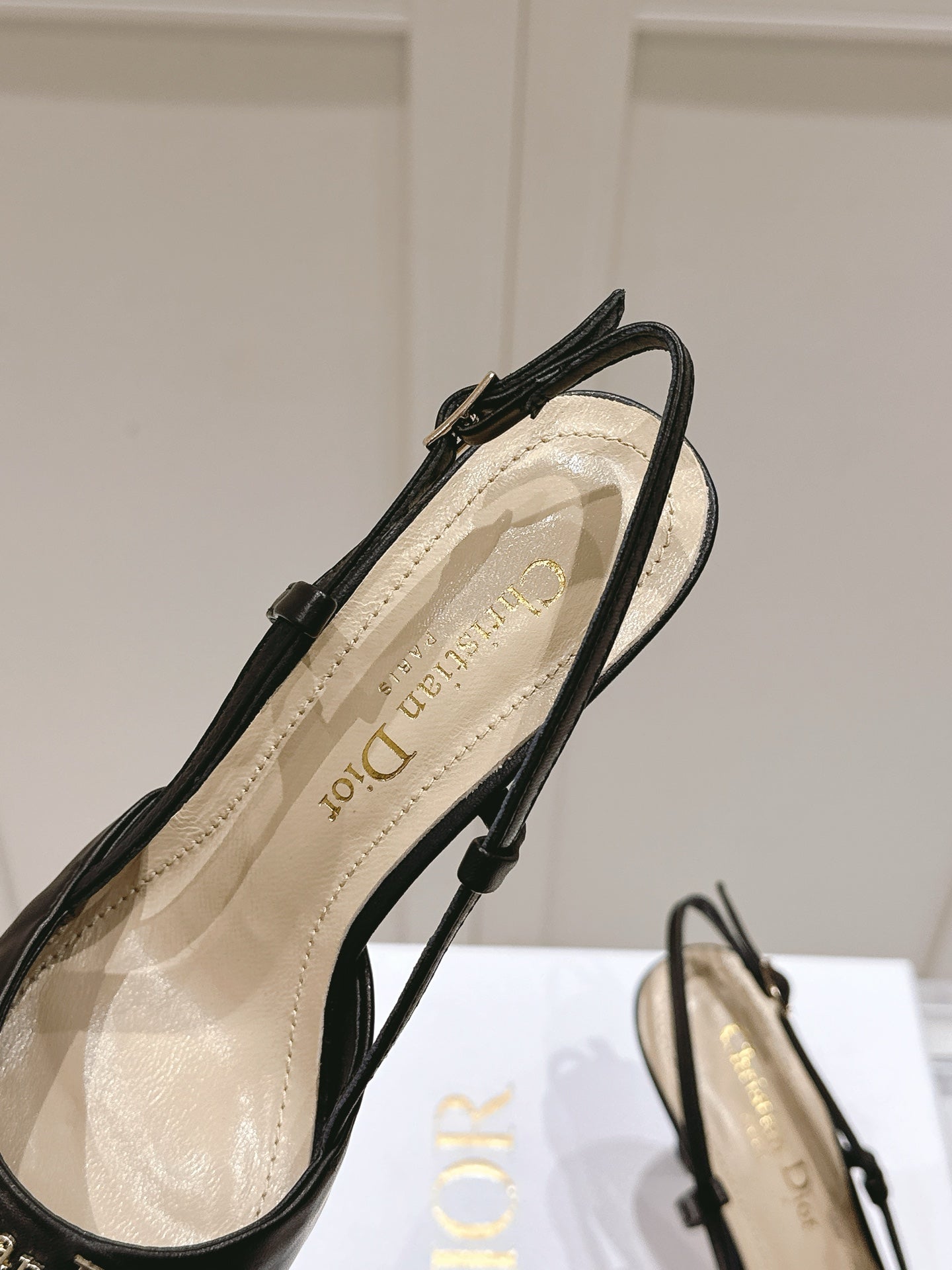 MY DD 25S SLINGBACK PUMP 50MM IN BLACK CALFSKIN