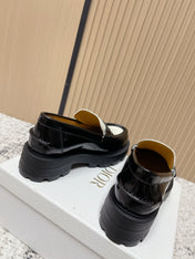 DIOR 25S BOY PLATFORM LOAFERS IN BLACK MIX WHITE CALFSKIN