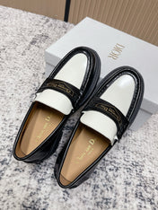 DIOR 25S BOY PLATFORM LOAFERS IN BLACK MIX WHITE CALFSKIN
