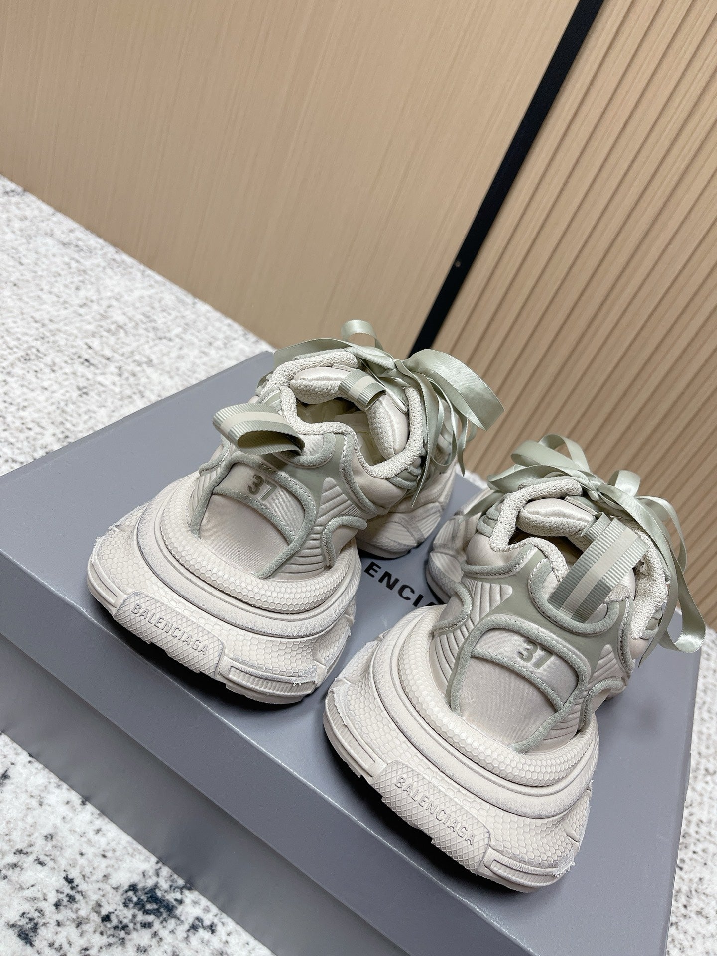 BALENCIAGA 25S 3XL SNEAKERS IN TAUPE GRAY PU LEATHER