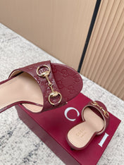 GUCCI 26S HIGH-HEEL SANDALS 85 MM IN DARK RED CALFSKIN