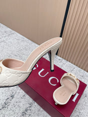 GUCCI 26S HIGH-HEEL SANDALS 85 MM IN CREAM WHITE CALFSKIN