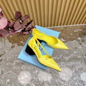 PRA BRUSHED CUT-OUT PUMPS LEMON CALFSKIN