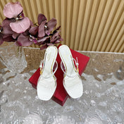 HIGH HEEL SANDAL 14CM IN WHITE CALFSKIN AND TRANSPARENT PVC