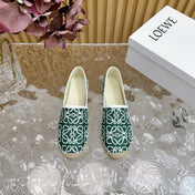 LW WHITE ANAGRAM ESPADRILLE LOAFER GREEN LINEN