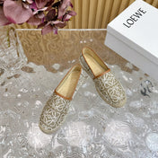 LW WHITE ANAGRAM ESPADRILLE LOAFER KHAKI LINEN