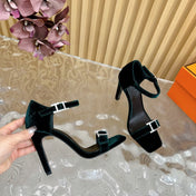 JULY SANDAL 105 MM IN TEAL GREEN VELVET