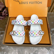 LV MONOGRAM SANDALS IN WHITE MULTICOLOR COATED CANVAS