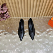 HM 25S HIGH-HEEL WEDGE SHOES 50 MM IN BLACK LAMBSKIN