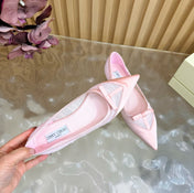 JIMMY CHOO 26S FLATS IN LIGHT PINK MESH AND SATIN