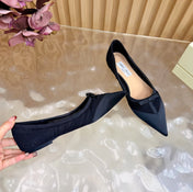 JIMMY CHOO 26S FLATS IN BLACK MESH AND SATIN