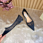 JIMMY CHOO 26S FLATS IN BLACK LACE AND SATIN