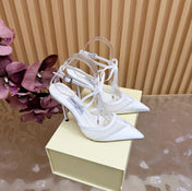 JIMMY CHOO 26S HIGH HEELS 105 MM IN WHITE MESH AND SATIN