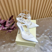 JIMMY CHOO 26S HIGH HEELS 105 MM IN WHITE MESH AND SATIN