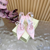JIMMY CHOO 26S HIGH HEELS 105 MM IN LIGHT PINK MESH AND SATIN