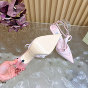 JIMMY CHOO 26S HIGH HEELS 105 MM IN LIGHT PINK MESH AND SATIN