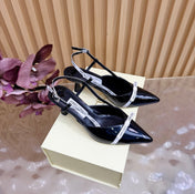 JIMMY CHOO 26S SLINGBACK HEELS 65 MM IN BLACK PATENT CALFSKIN