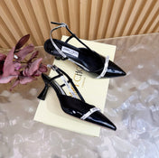 JIMMY CHOO 26S SLINGBACK HEELS 65 MM IN BLACK PATENT CALFSKIN